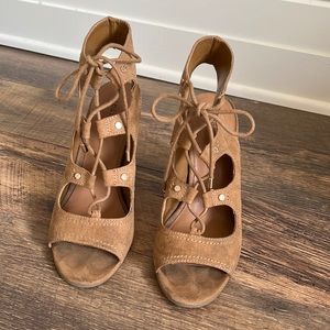 Beige Lace-Up heels
